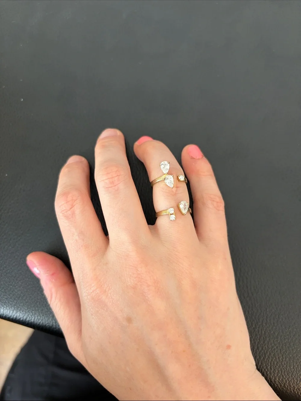 Gold Butterfly Open Ring with Cubic Zirconia Accents
